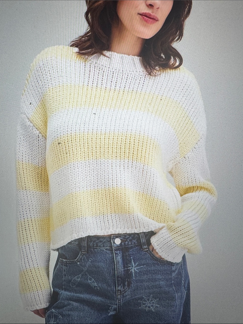 And Now This Women's Drop Shoulder Striped Sweater